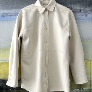 Pearl white oversized faux leather shirt